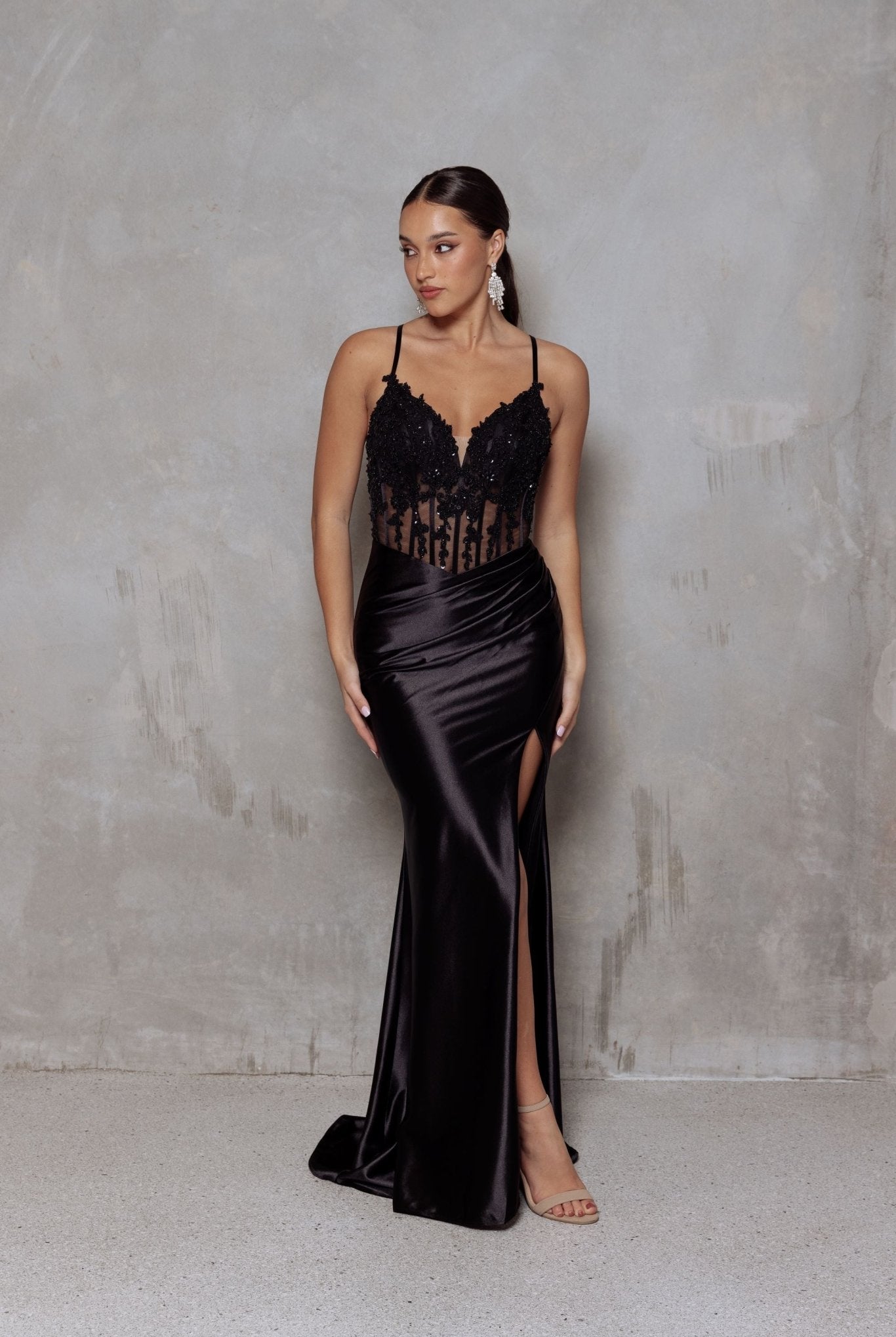 Tarni Fitted Satin Formal Dress by Tania Olsen Designs