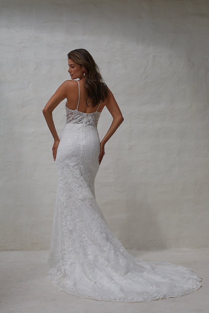 Ariel Fitted Sequin Wedding Dress by Tania Olsen Designs