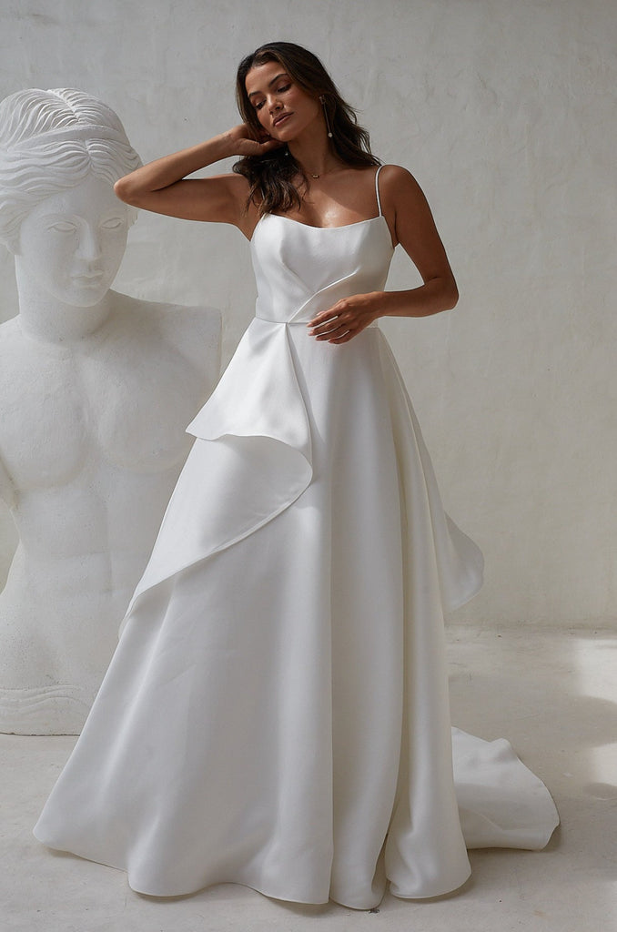 Baia Asymmetric Ruffle A-line Wedding Dress by Tania Olsen Designs