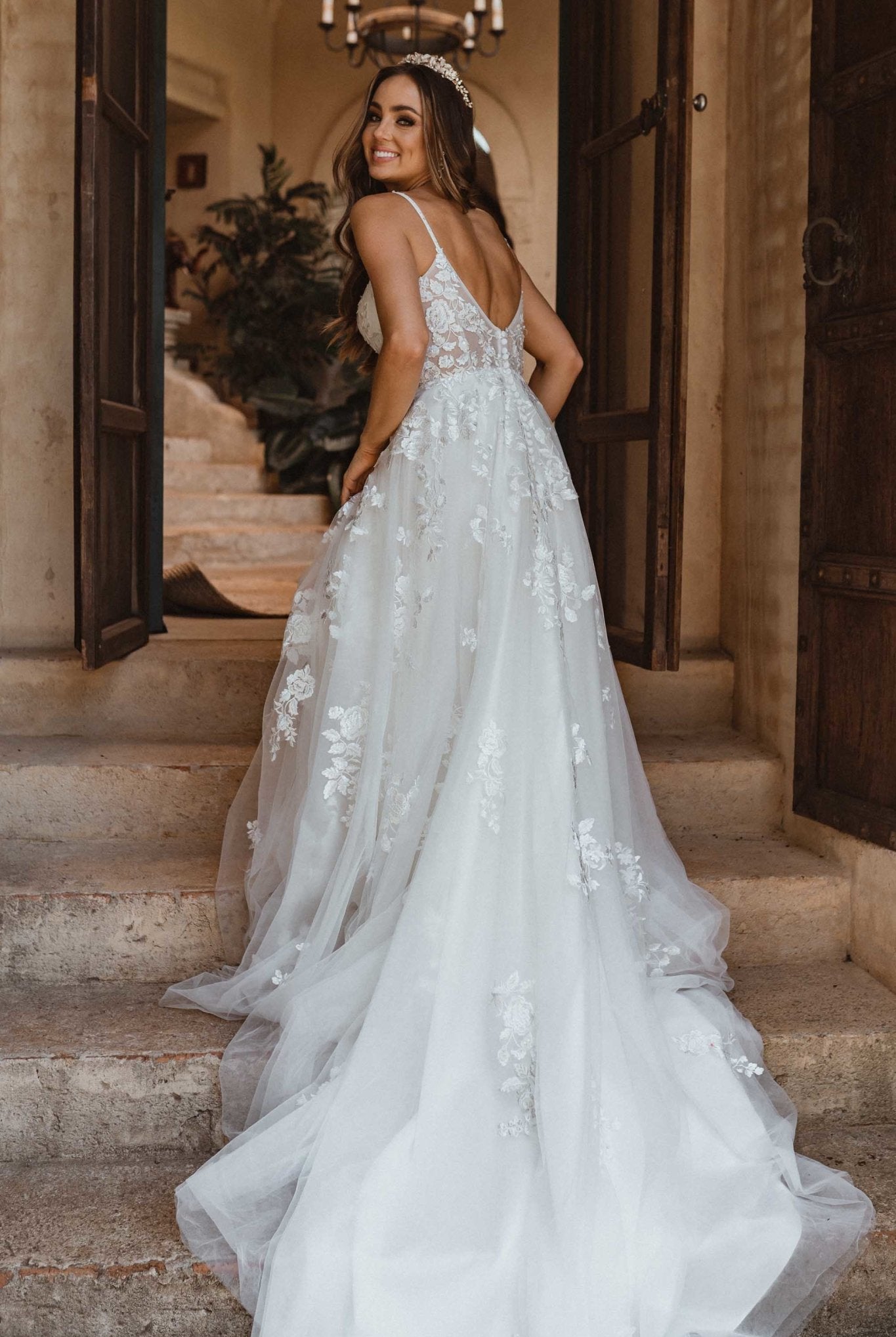Byron Floral Lace Wedding Dress – TC342