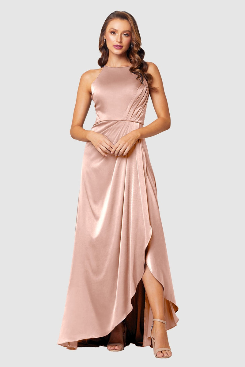 Chelsea High Neck Bridesmaid Dress TO854 Champagne Sentani Boutique