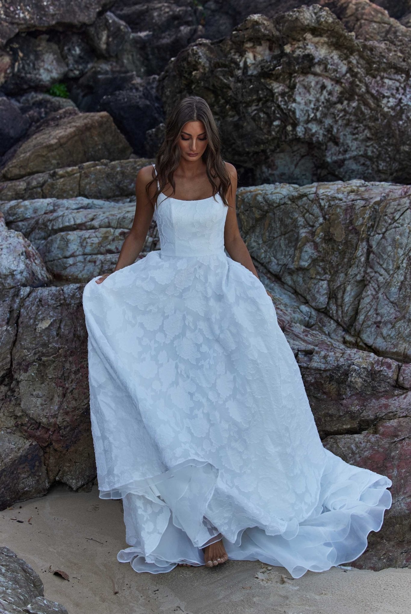 Saffron A-Line Scoop Neck Wedding Dress – TC390