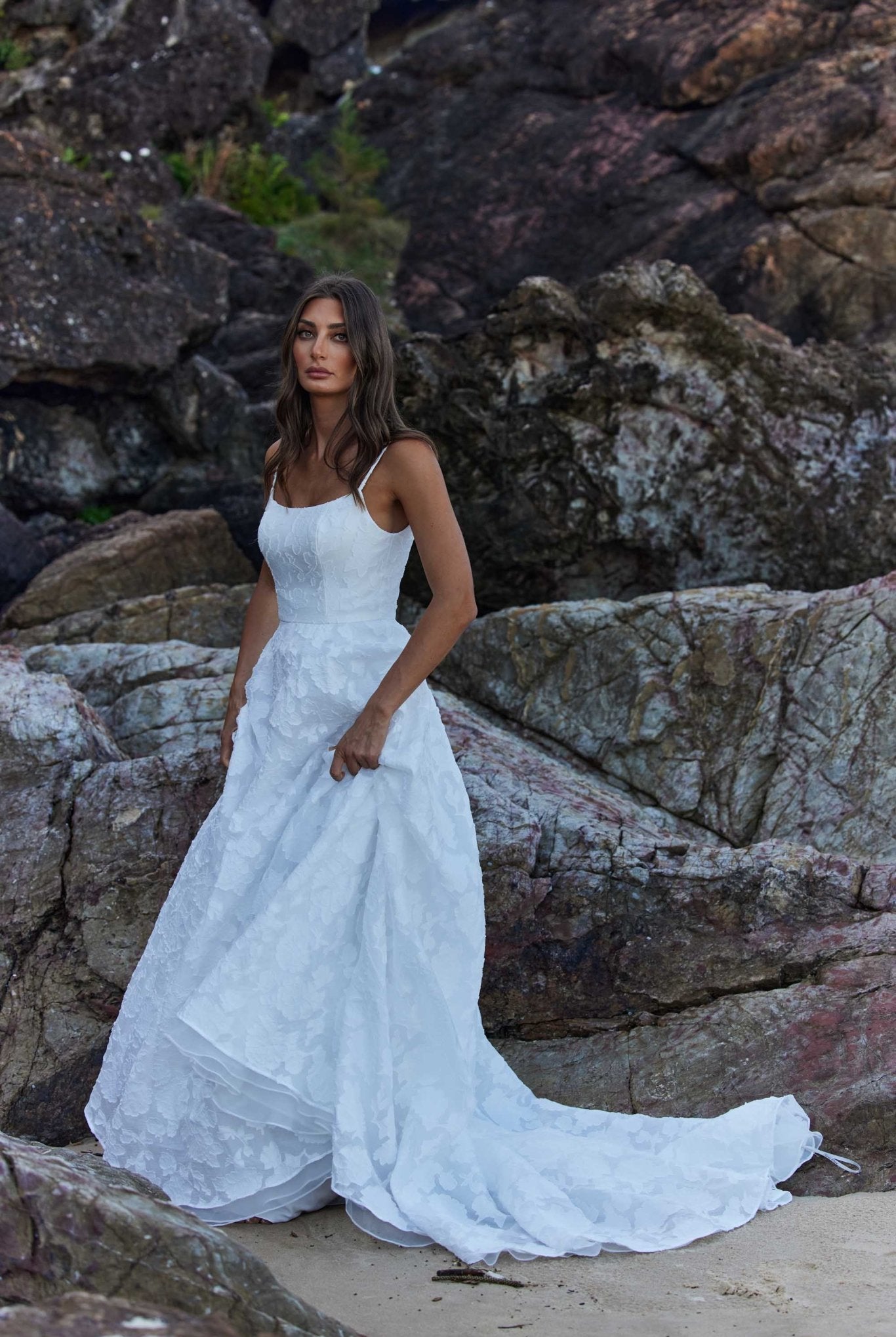 Saffron A-Line Scoop Neck Wedding Dress – TC390