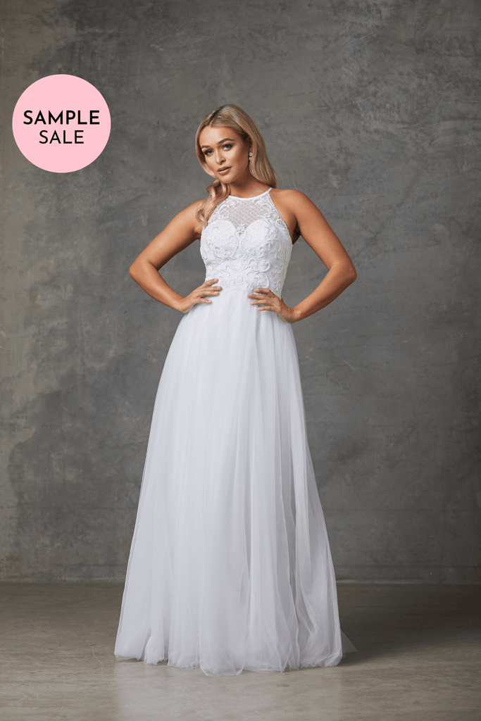 (SAMPLE SALE) Sharnie High Neck Tulle Wedding Dress - TC236