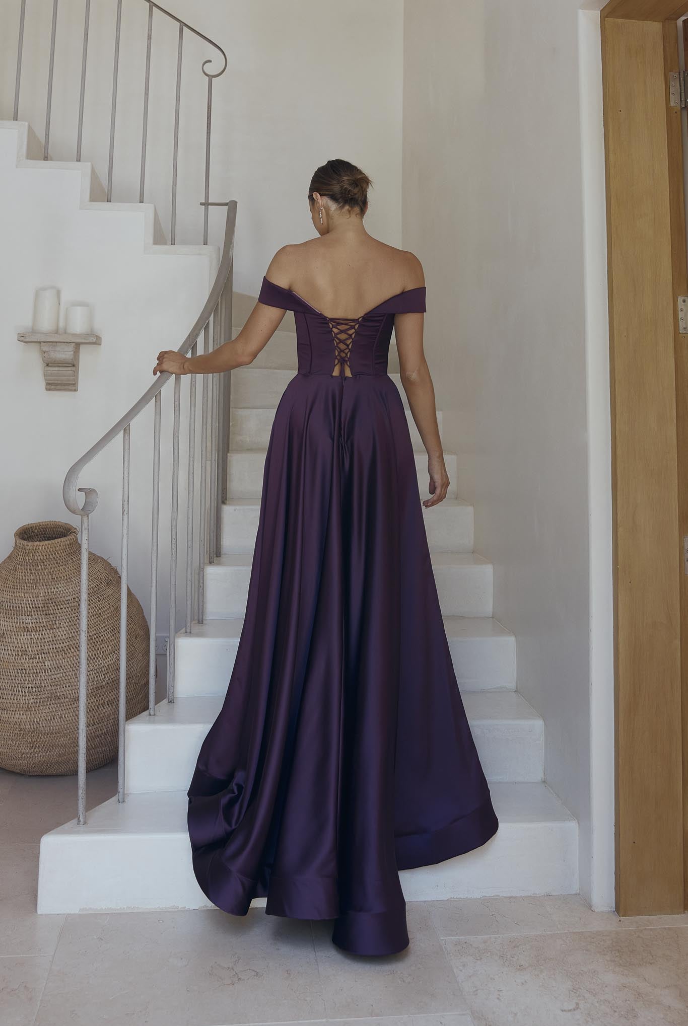 Willa Satin Off-shoulder Corset Formal Dress – PO2311 by Tania Olsen Designs