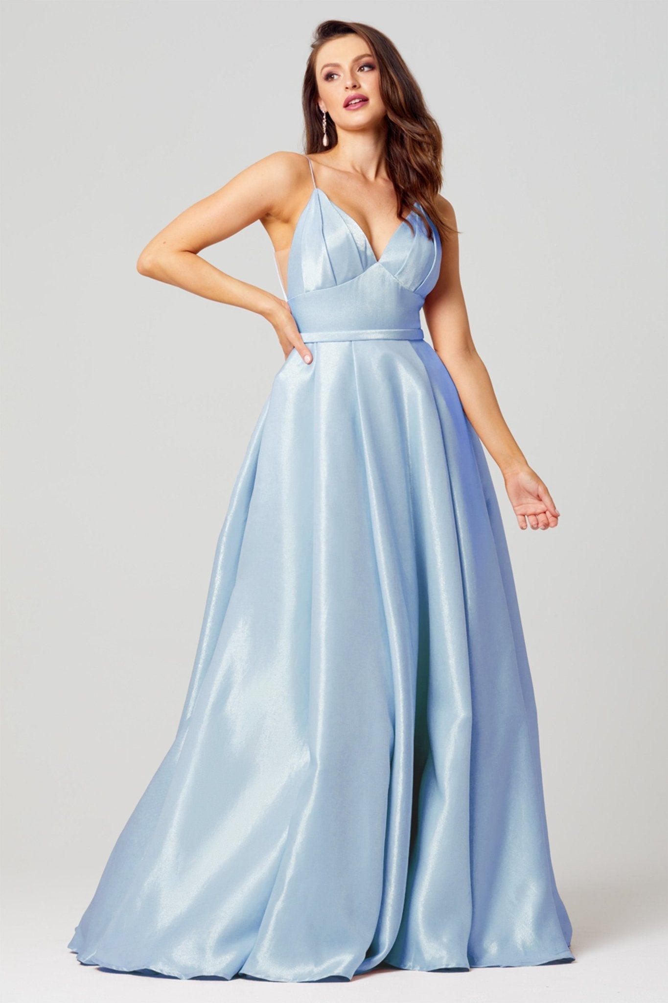 Leia Shimmer Satin Prom Gown Sample Sale Sentani Boutique