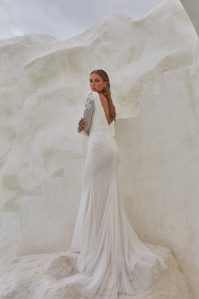 Ren Long Sleeve Fitted Wedding Dress - Sample Sale by Tania Olsen Designs