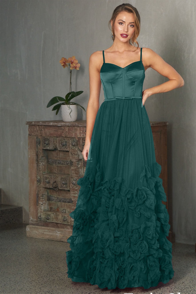 Abby A-line Satin Corset Evening Gown – PO847