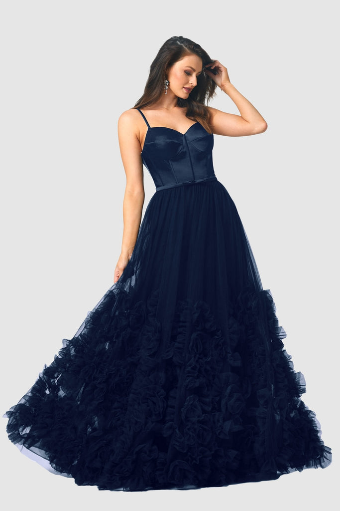 Abby A-line Satin Corset Evening Gown – PO847