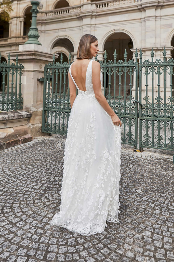 Acacia Open Back 3D Lace Wedding Dress – TC376