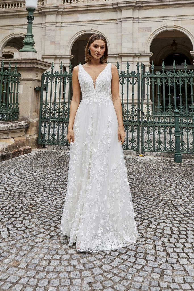 Acacia Open Back 3D Lace Wedding Dress – TC376