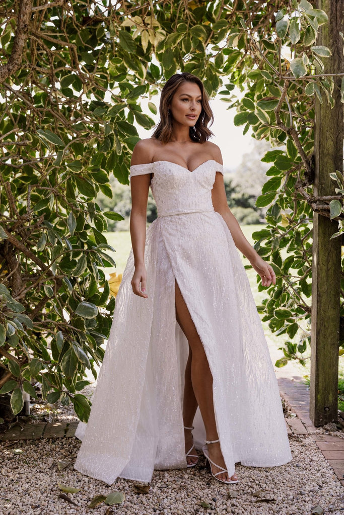 Adrienne Beaded Off-Shoulder Wedding Dress - TC402