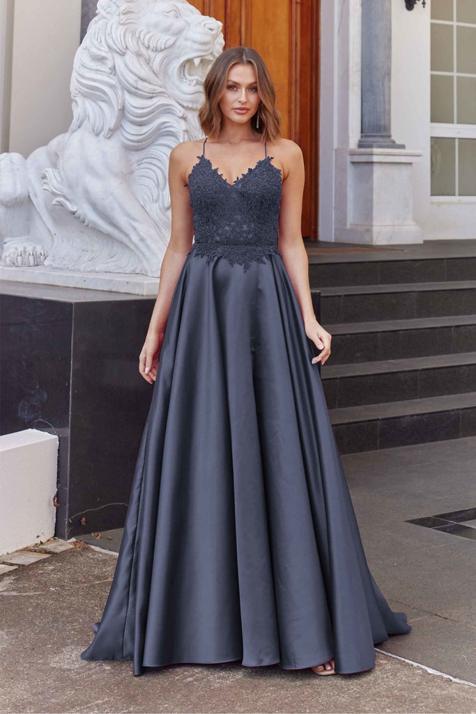 Alina A-Line Satin Lace Prom Dress - PO973A-LineTania Olsen Designs