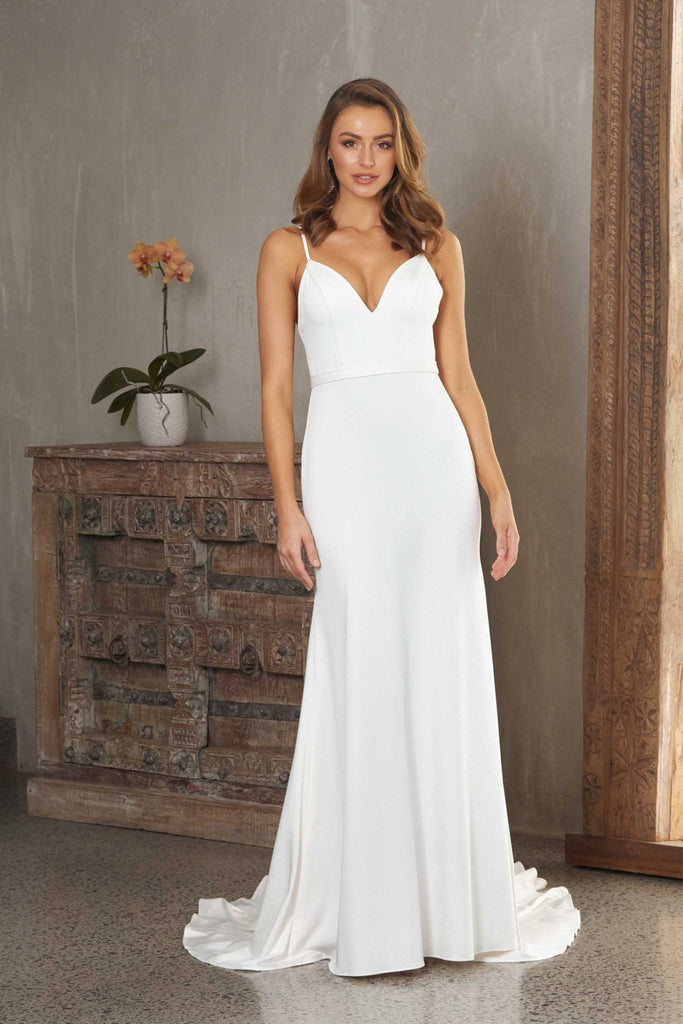 Amara Fitted Matte Satin Wedding Dress – TC329