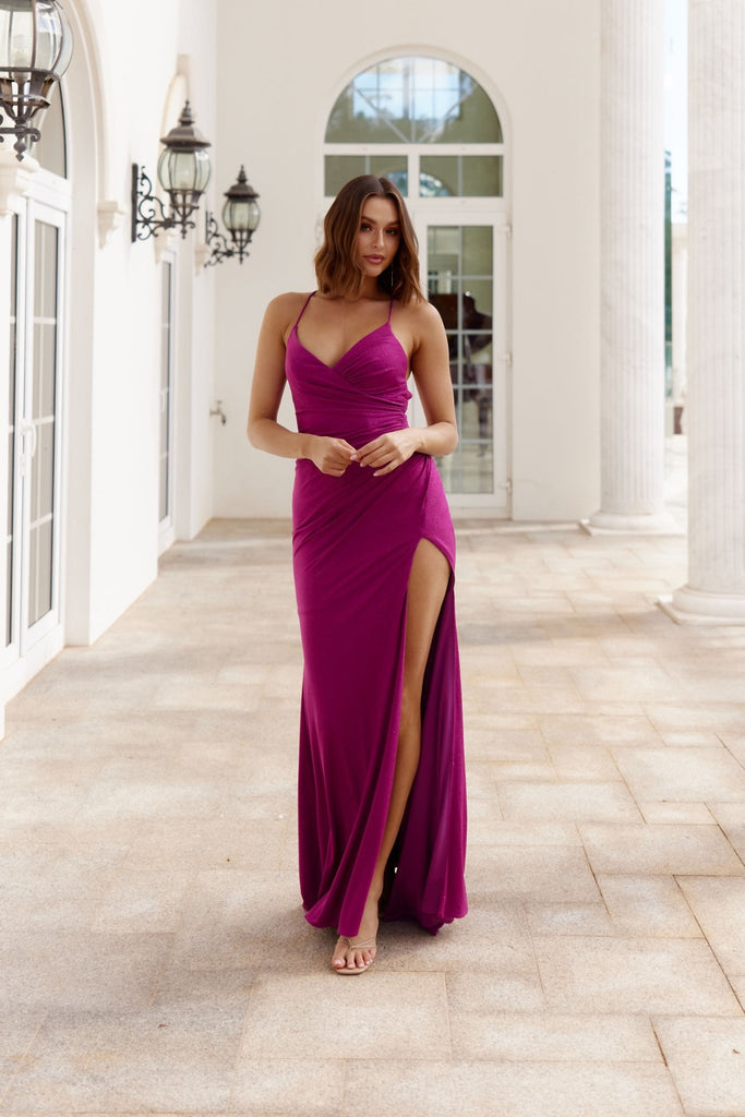 Amelia Lace-Up Glitter Formal Dress – PO999