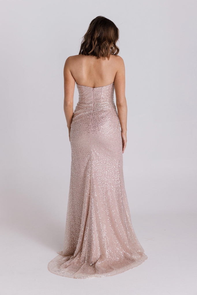 Auburn Strapless Sequin Evening Dress - PO978