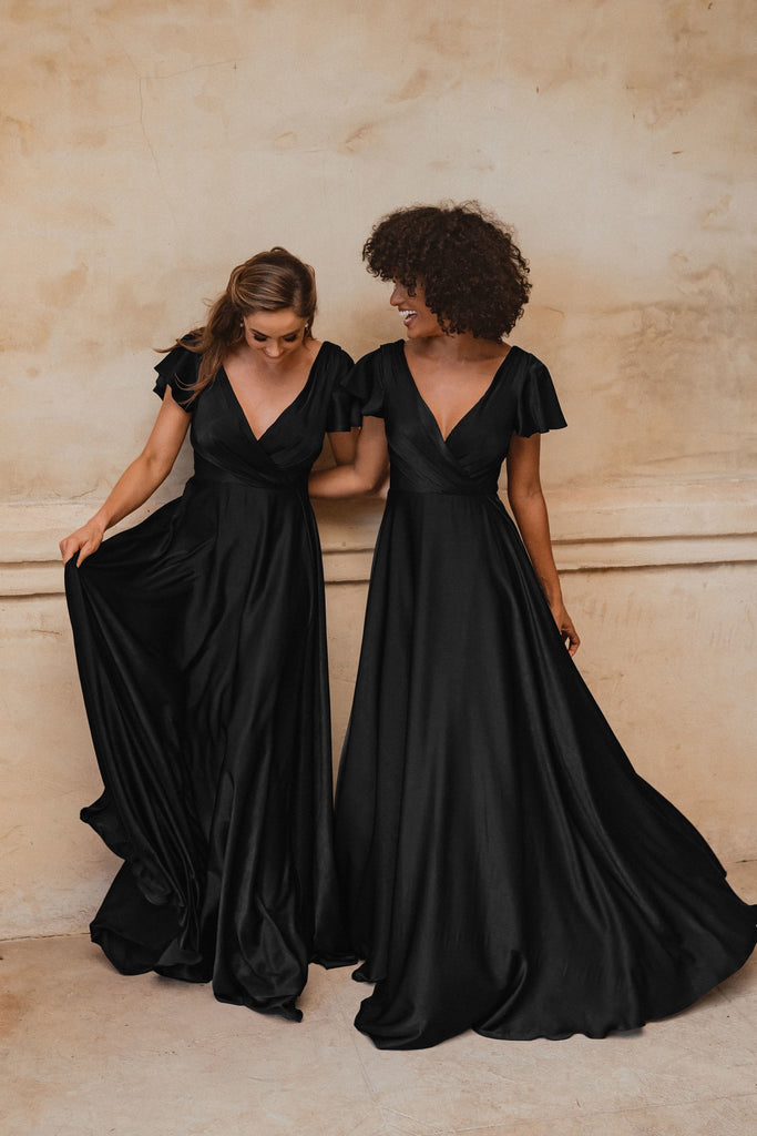 Auckland Flutter Sleeve Bridesmaids Dress – TO872 Black