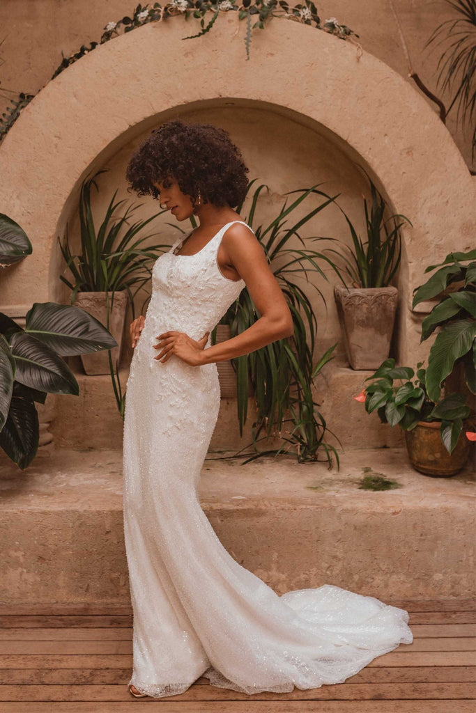 Beirut Beaded Square Neckline Wedding Dress – TC347