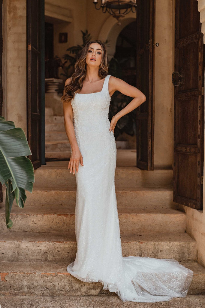 Beirut Beaded Square Neckline Wedding Dress – TC347