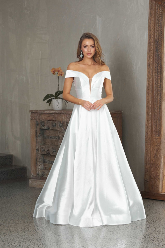 Beth A-Line Formal Dress – PO861 Pure White