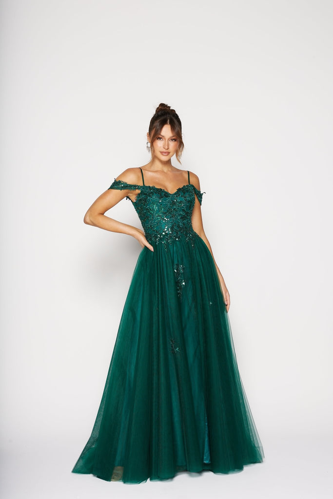 Brenna Off-The-Shoulder A-line Formal Dress by Tania Olsen Designs