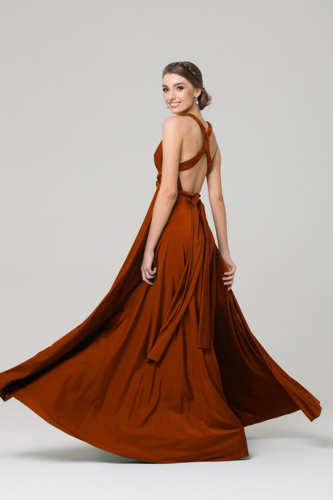 Bridesmaid Multiway Wrap Dress – PO31 Rust