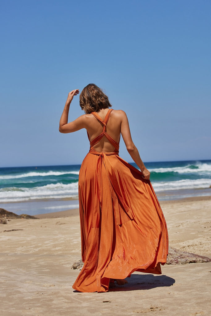 Bridesmaid Multiway Wrap Dress – PO31 Rust