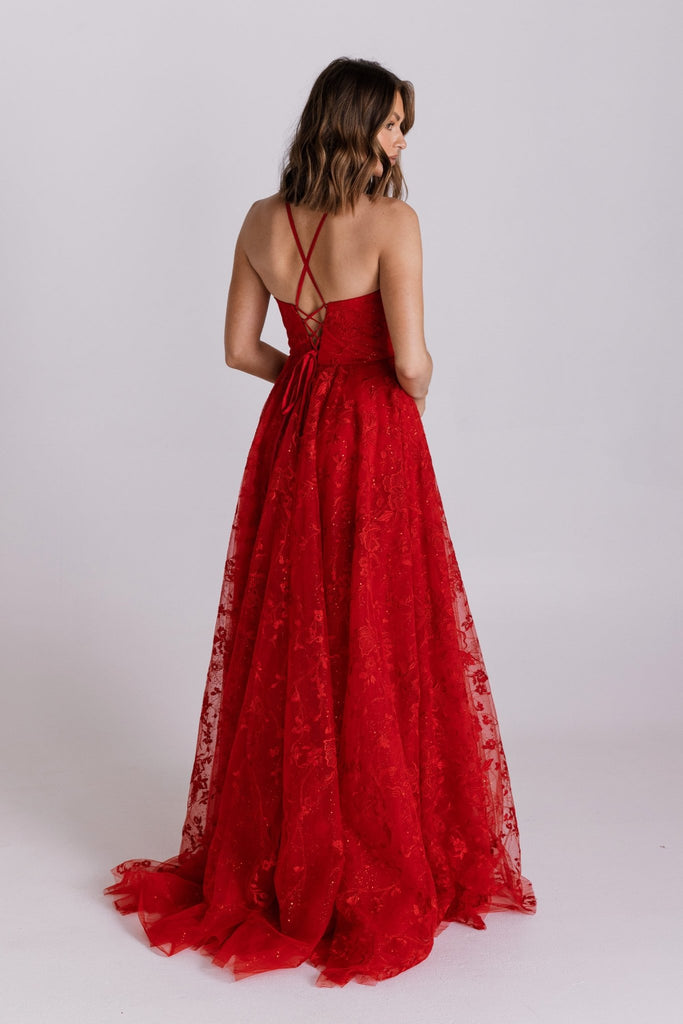 Briony A-Line Floral Tulle Formal Dress - PO972