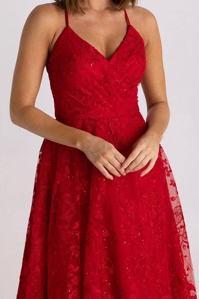 Briony A-Line Floral Tulle Formal Dress - PO972