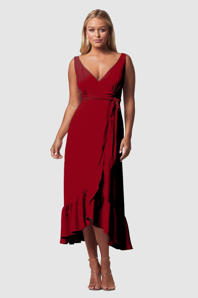 Brit Crepe Midi Wrap Dress - TO812