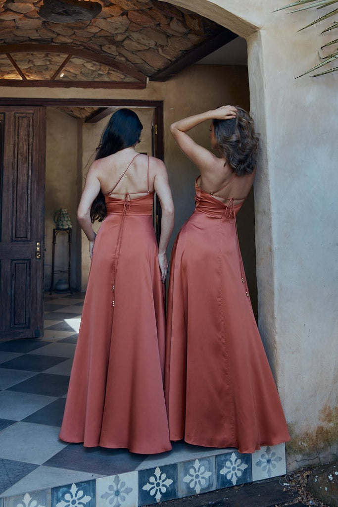 Carina Satin One-Shoulder Bridesmaid Dress – TO2326 Champagne by Tania Olsen Designs