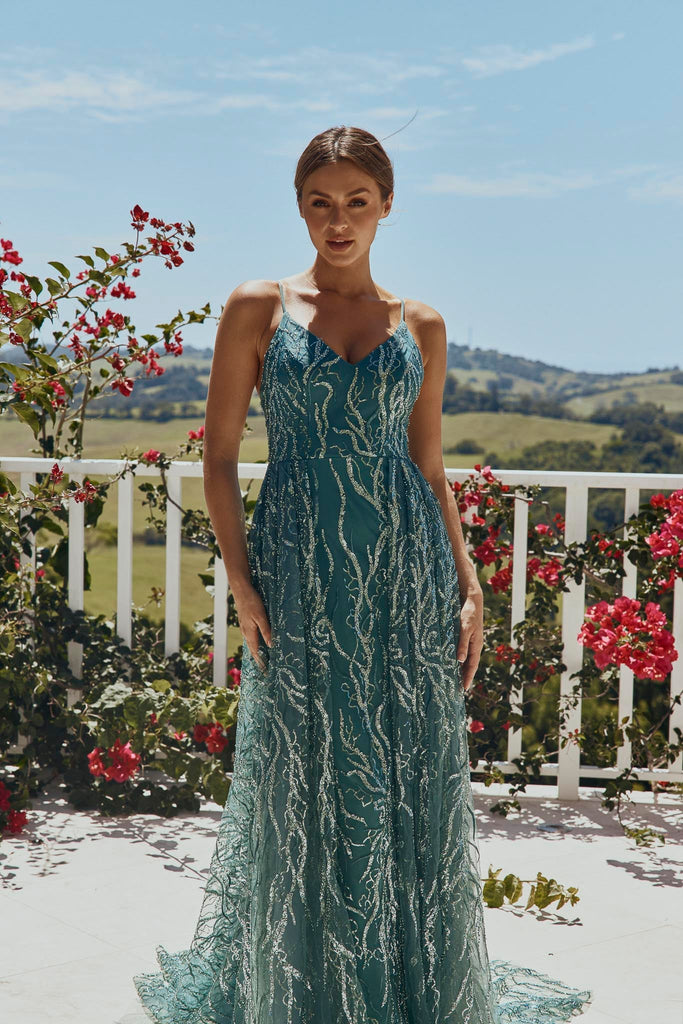 Cassia Fitted Layered Evening Dress – PO2302 by Tania Olsen Designs