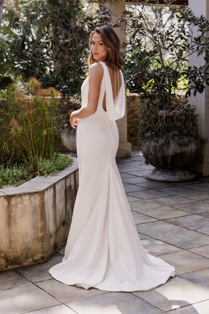 Charlene Detachable Cowl Back Wedding Dress - TC404