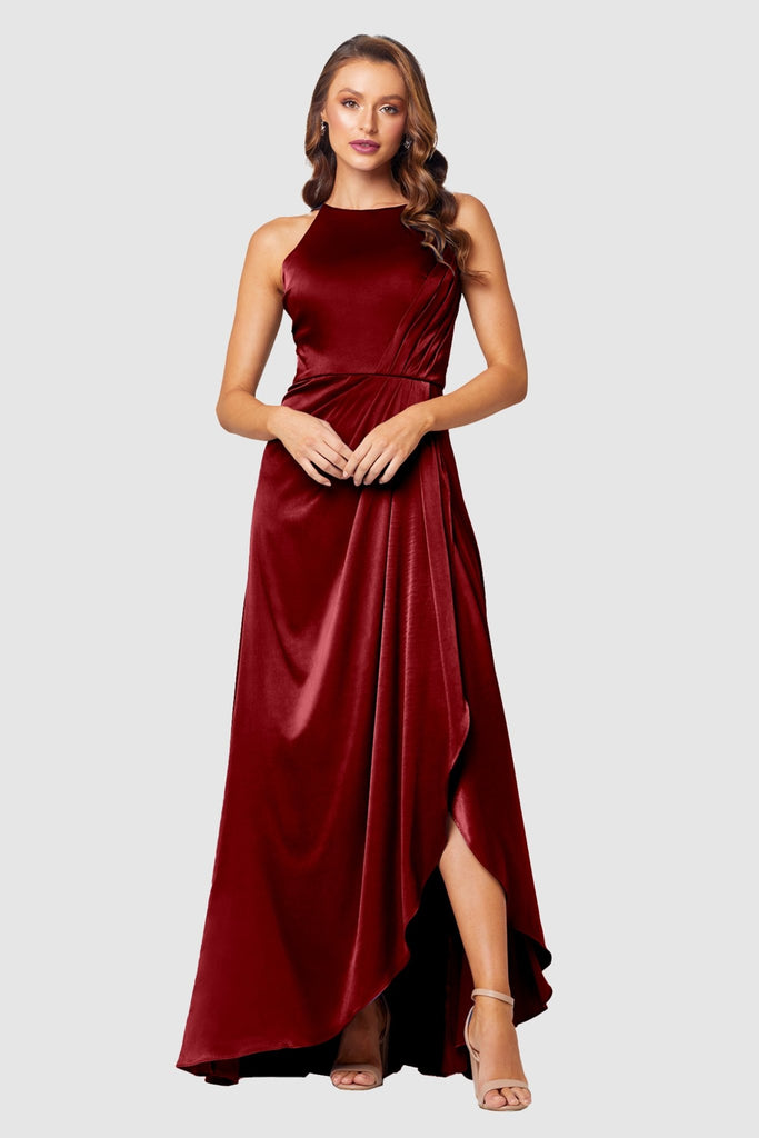 Chelsea High Neck Bridesmaid Dress – TO854 Wine