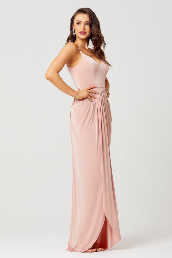 Claire V Neck Jersey Bridesmaid Dress - TO801 Burnt Orange