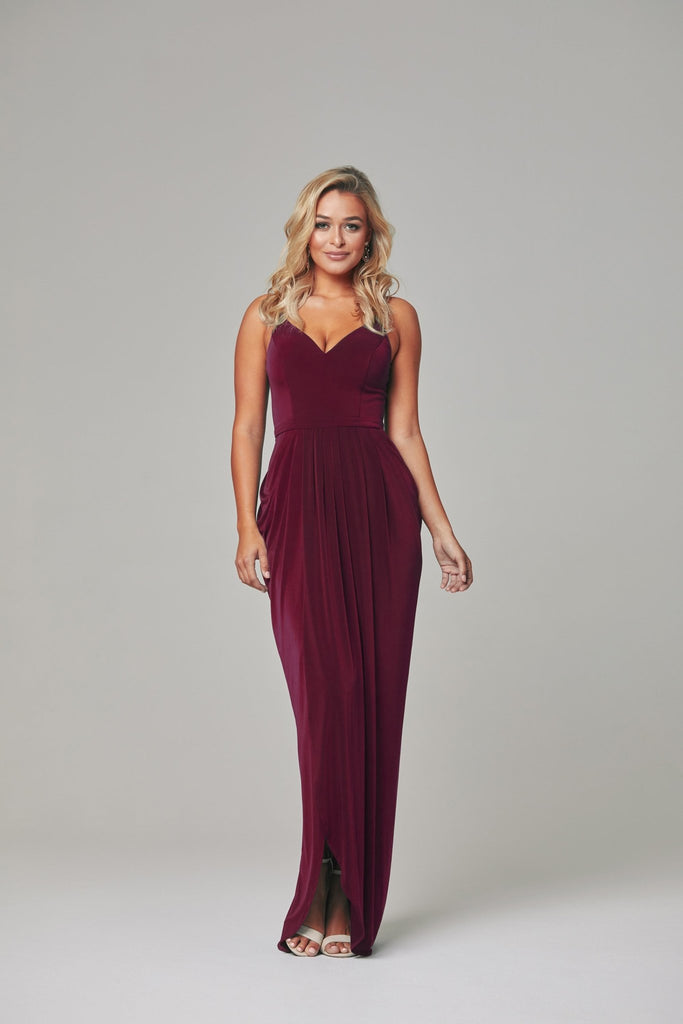 Claire V Neck Jersey Bridesmaid Dress - TO801 Wine