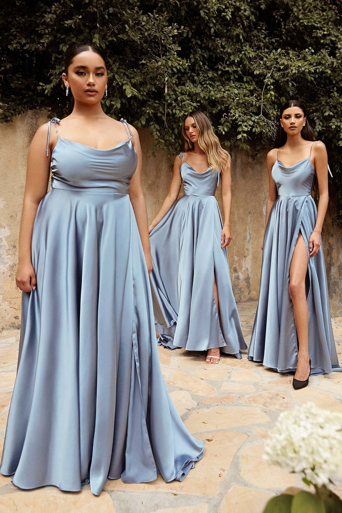 Cowl Neck Satin Bridesmaids Dress – BD104