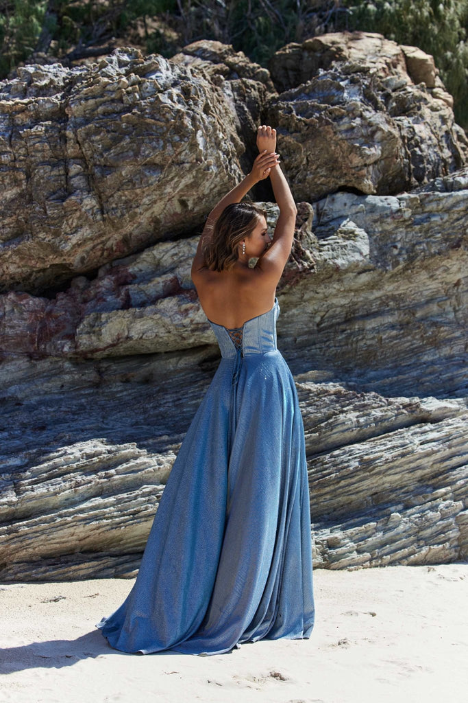Daphne Glitter Corset Formal Dress – PO927 Fuschia