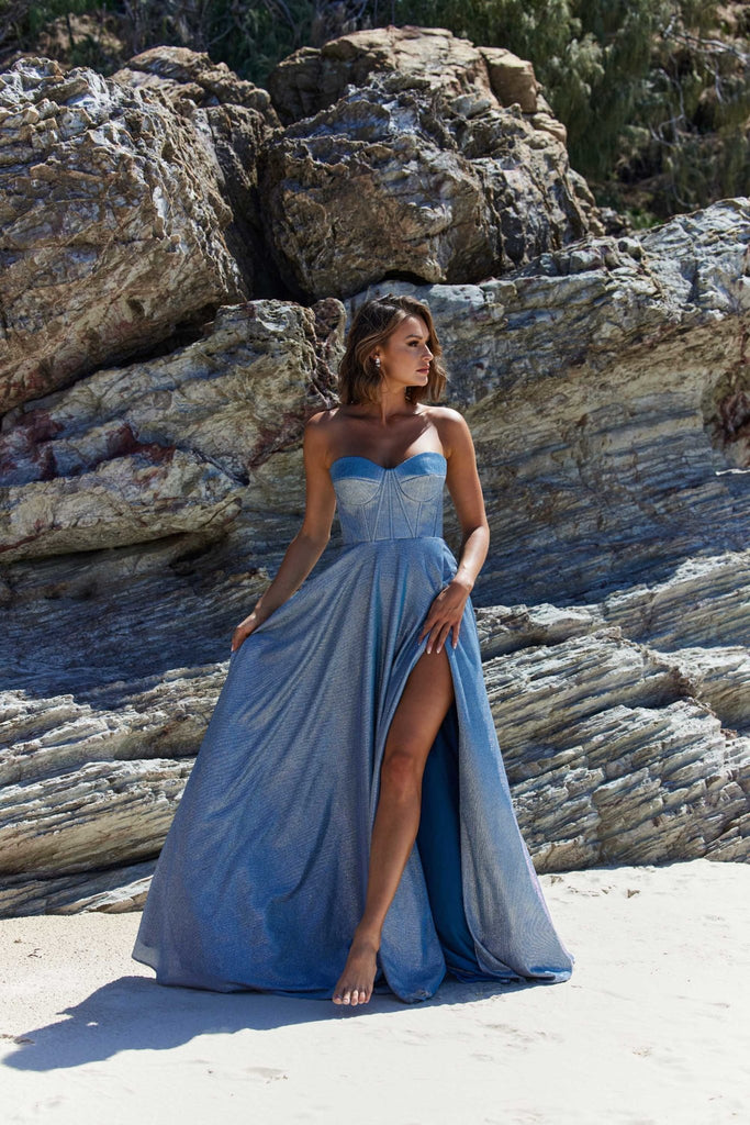 Daphne Glitter Corset Formal Dress – PO927 Pale Blue