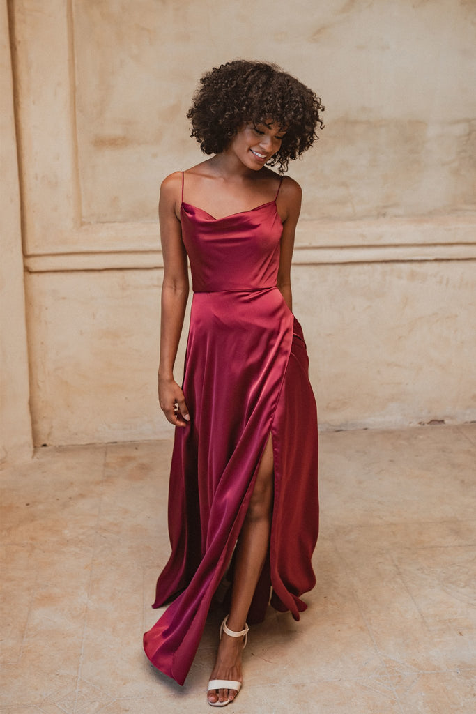 Denver Cowl Satin Bridesmaids Dress – TO877 Midnight