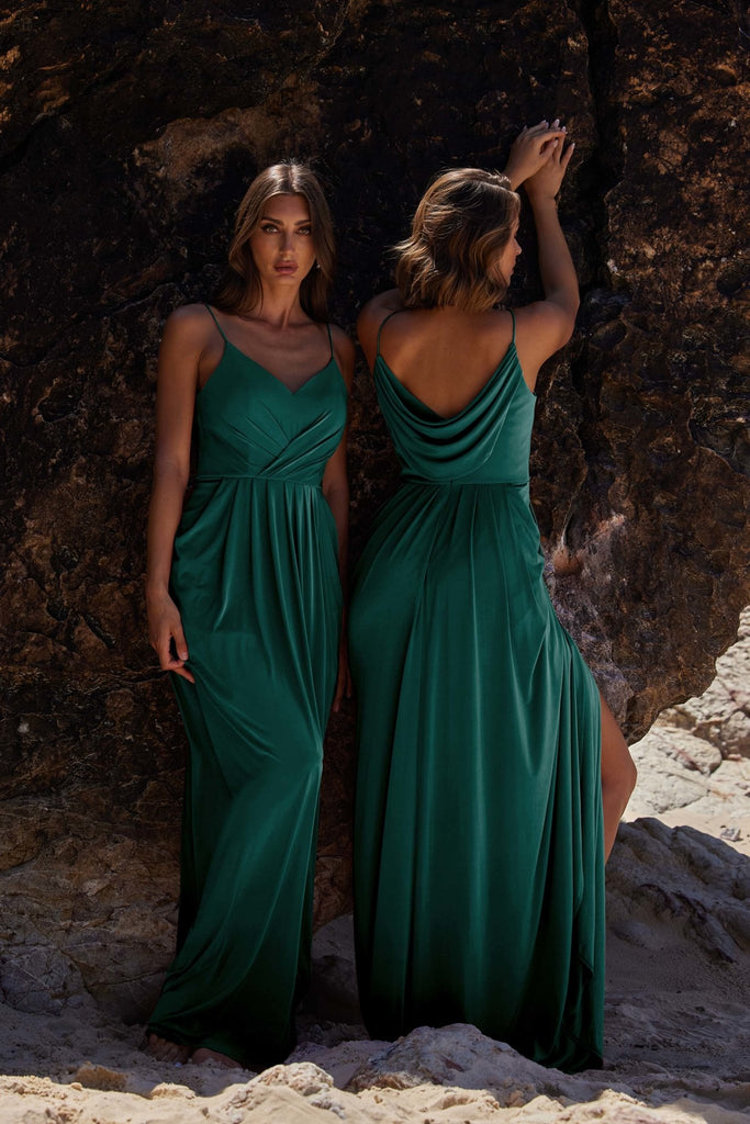 Ebonie Cowl Back Bridesmaid Dress – TO847 Pine