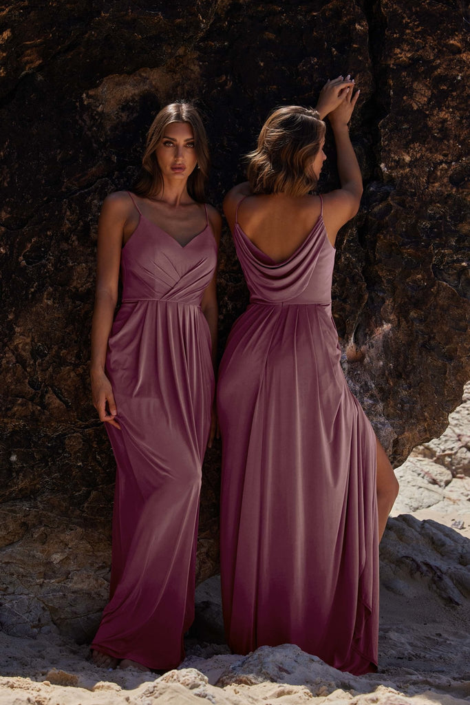 Ebonie Cowl Back Bridesmaid Dress – TO847 Tea Rose