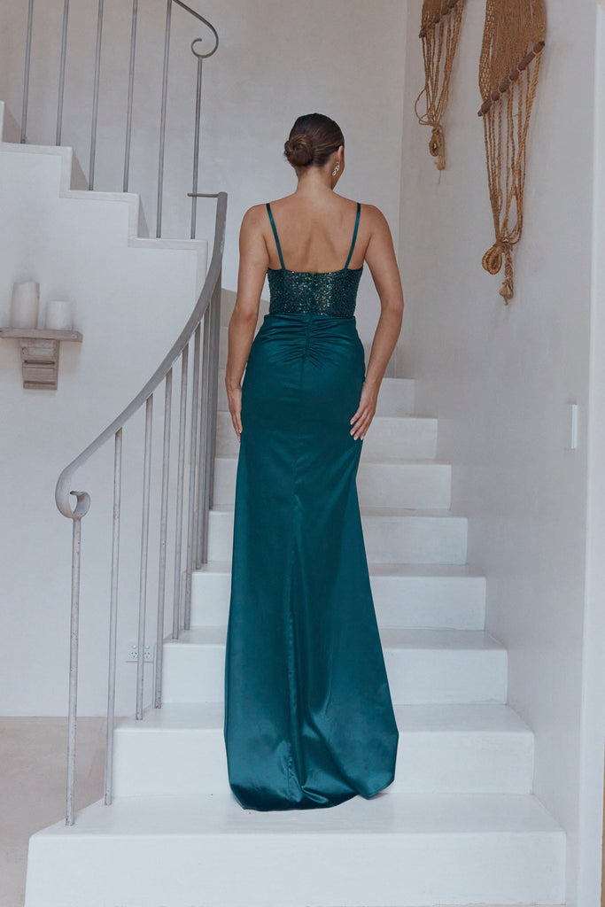 Ella Pleated Satin Evening Dress – PO2307 by Tania Olsen Designs