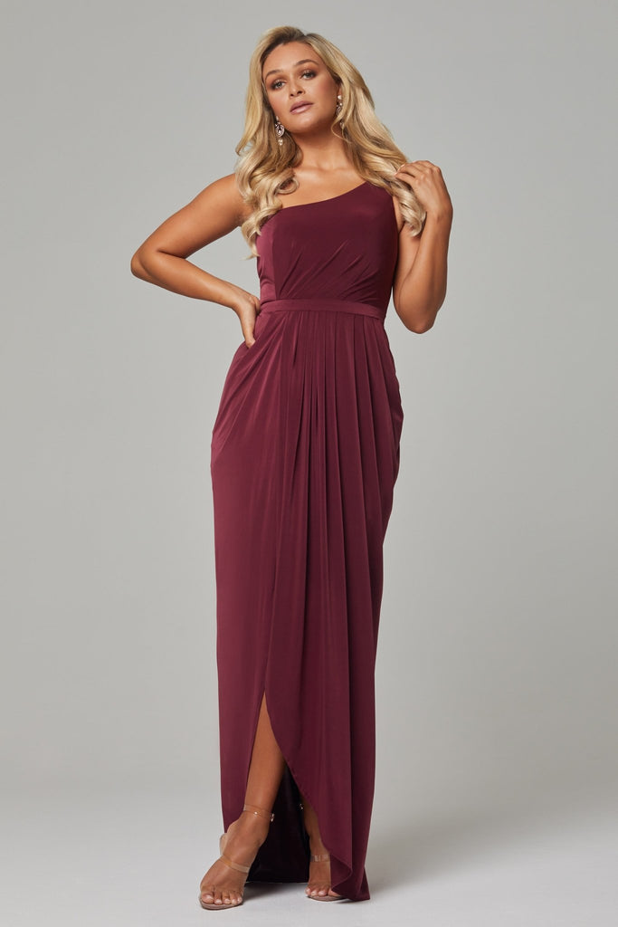 Eloise One Shoulder Bridesmaid Dress – TO800 Wine