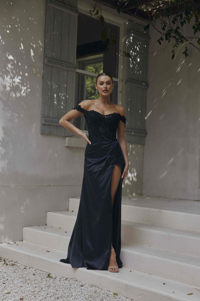Elyssa Off-shoulder Lace Corset Evening Dress – PO2320 by Tania Olsen Designs