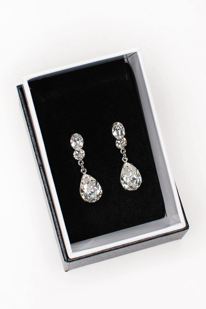 Emilia Swarovski Bridal Drop Earrings - Silver