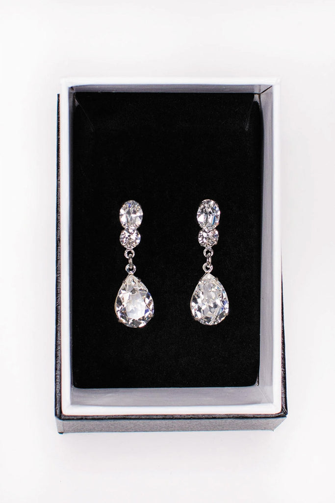 Emilia Swarovski Bridal Drop Earrings - Silver