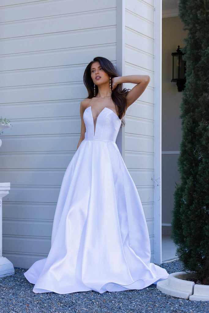 Emma Strapless Satin Formal Dress – PO852 by Tania Olsen Designs