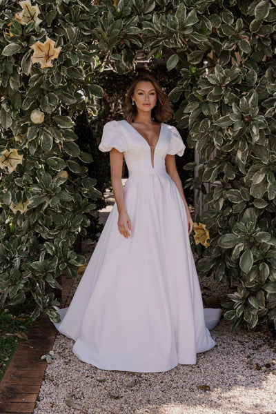 Fayette Detachable Puff Sleeve Wedding Dress – TC407 Sentani