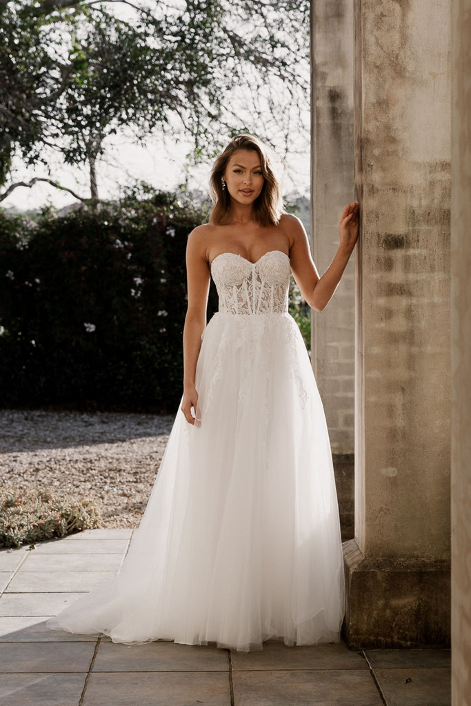 Felicity Lace Boned Bodice Wedding Dress - TC398